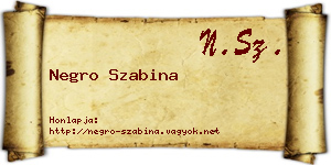 Negro Szabina névjegykártya